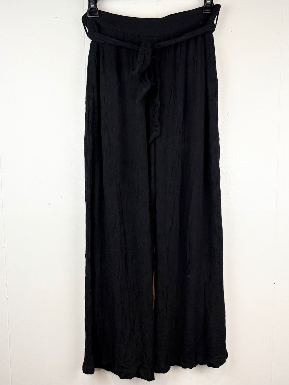 Anthropologie Charlie Holiday Cropped Pants Side Leg Black Boho Flowy Gauzy Sz 4